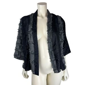 NEW Sterling Styles Fringe Patchwork Jacket One Size Wearable Art to Wear Silk